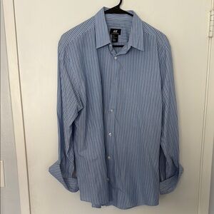 H&M Men's Blue Striped Shirt